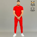 Men's Scrub Top 901 Red | Super Stretch Athletic Fit | S-FOR-ME
