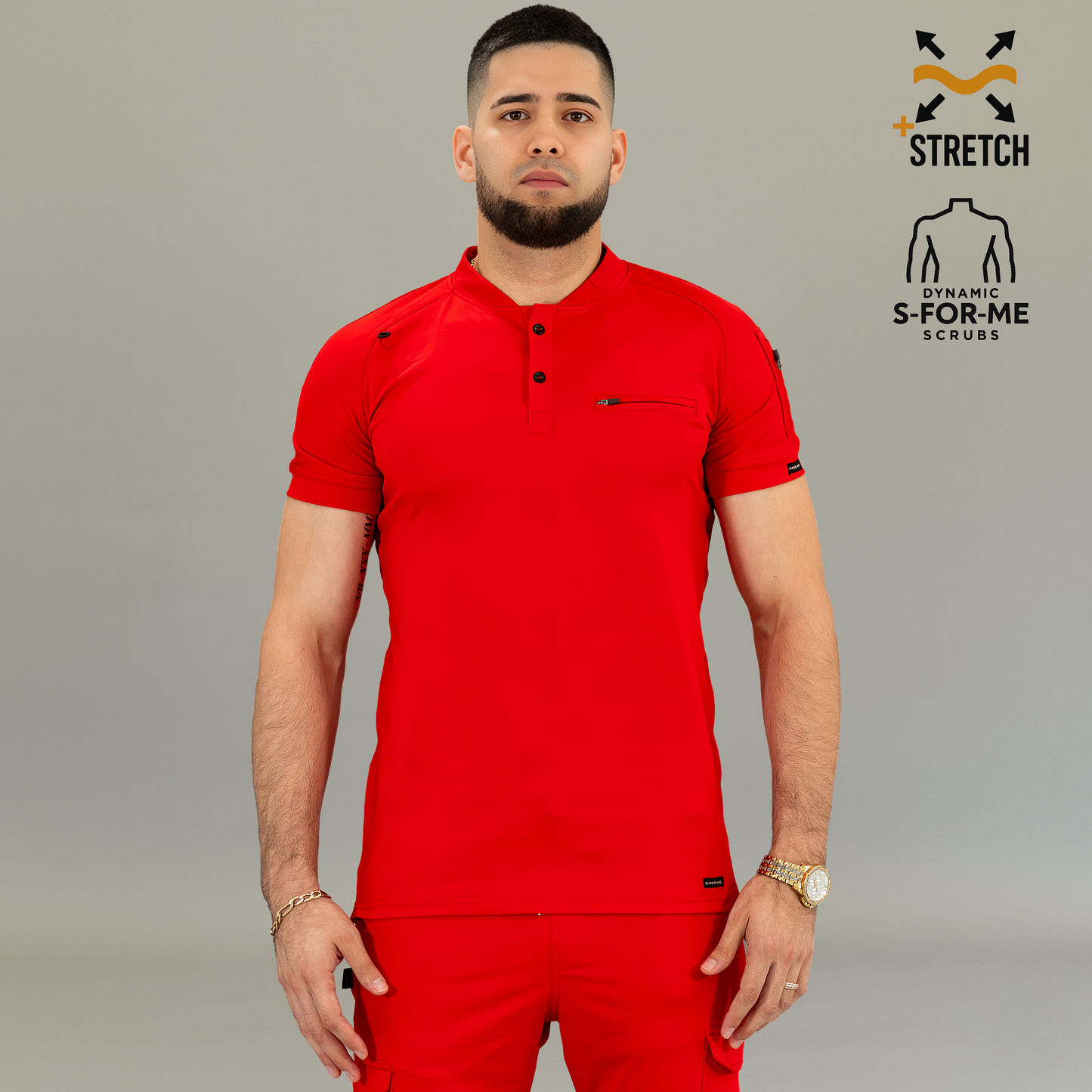 Men's Top 901 Red Super Stretch, Scrubs 901