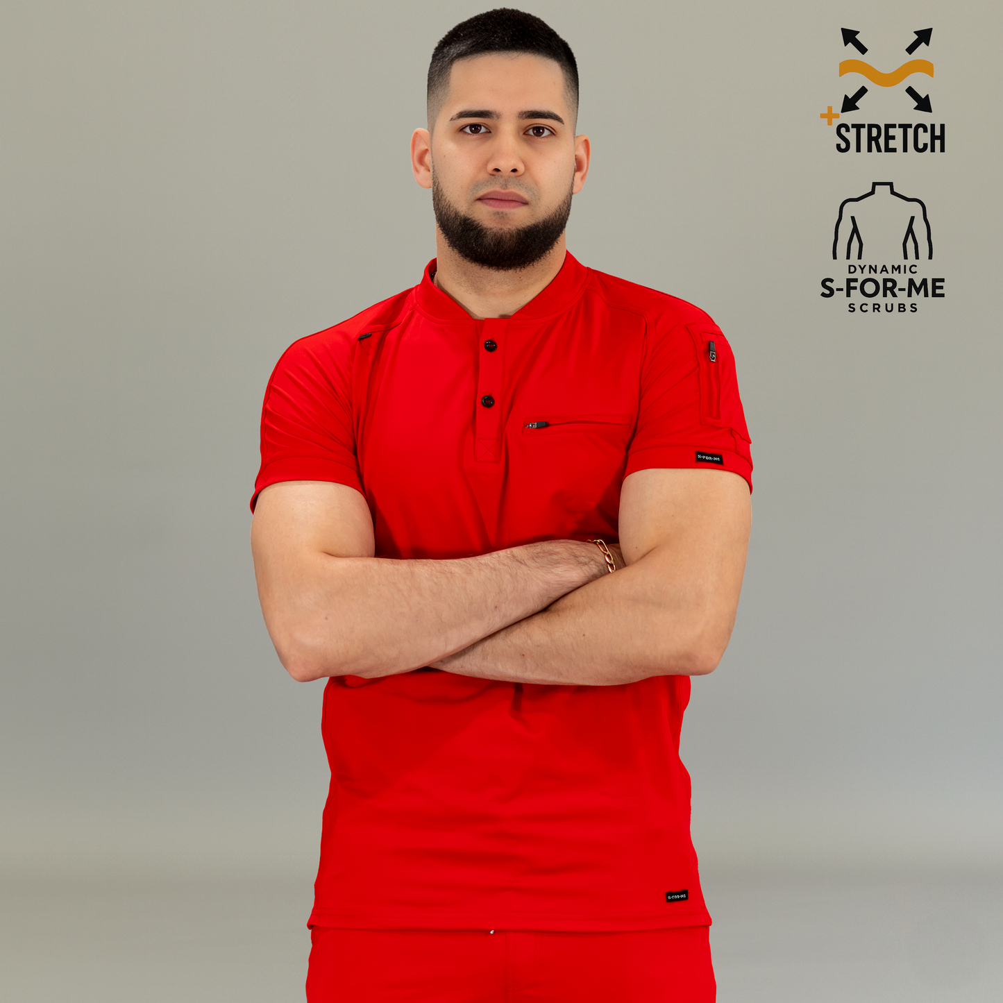 Men's Top 901 Red Super Stretch, Scrubs 901