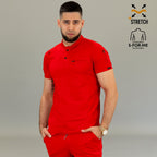 Men's red scrub top 901 athletic slim fit super stretch S-FOR-ME
