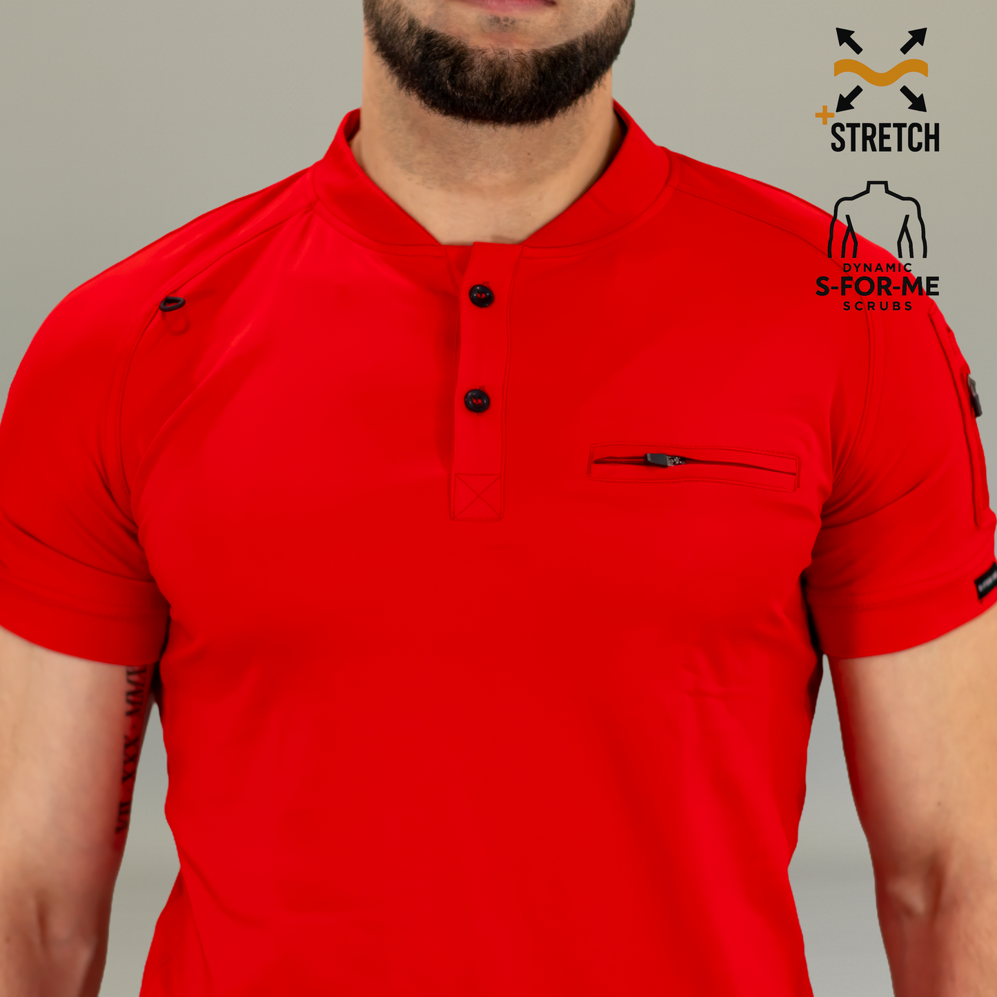 Men's Top 901 Red Super Stretch, Scrubs 901