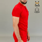 Men's red medical scrub top 901 S-FOR-ME travel nurse uniform
