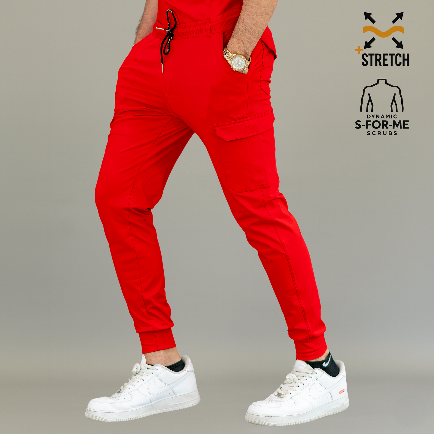 Men's Jogger Pants 901 Red Super Stretch, Scrubs 901