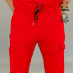 Men’s Red jogger scrub pants back view