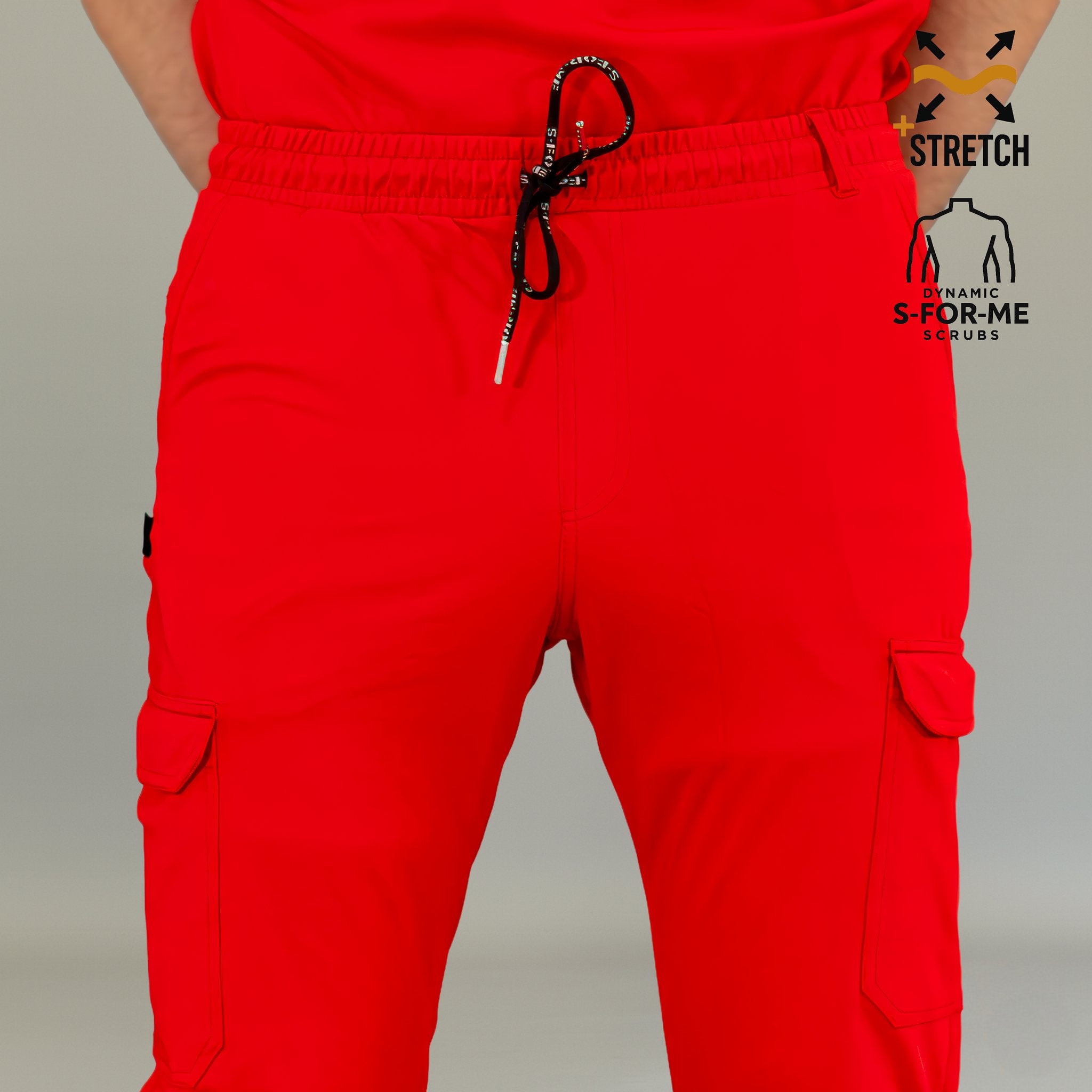 Men’s Red jogger scrub pants back view