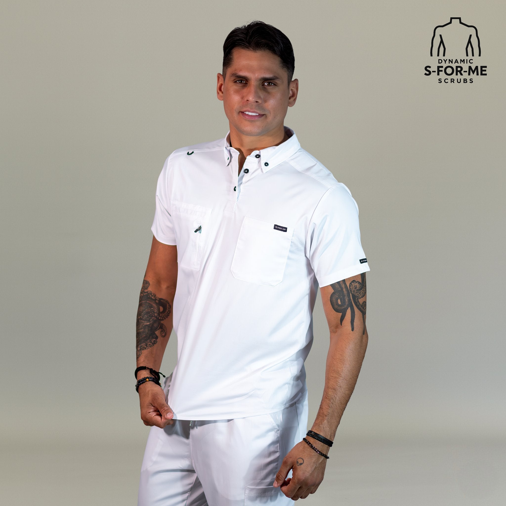white medical scrubs