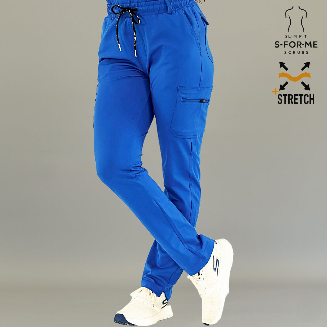 Women’s 930 royal blue scrub pants with professional tapered leg