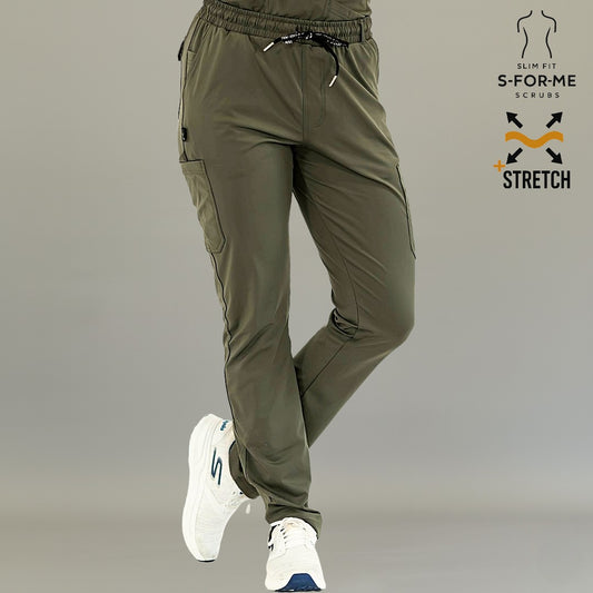 Women’s 930 Olive Green Super Stretch jogger scrub pants front view