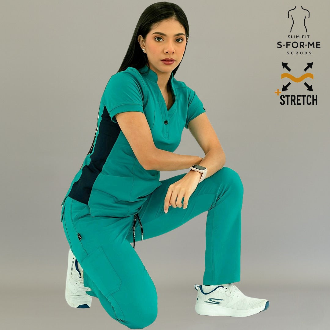 Women's 930 Teal Green scrub pants with wrinkle resistant fabric