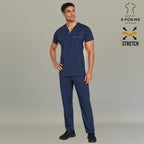 Men's Scrub Top 940 Navy/Beige Super Stretch