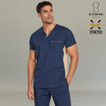 Men's Scrub Top 940 Navy/Beige Super Stretch