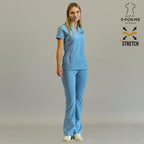 Women’s Top 915 Sky Blue, Super Stretch Scrubs