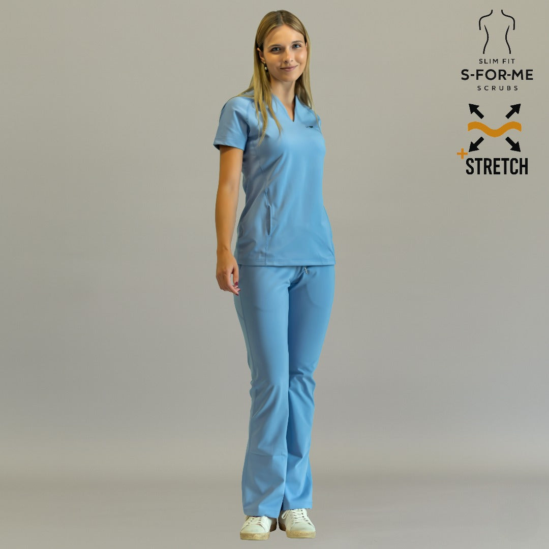 Women’s 915 Super Stretch Sky Blue Flare Scrub Pants