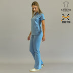 Women’s Top 915 Sky Blue, Super Stretch Scrubs