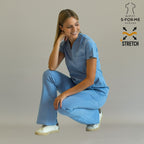 Women’s Top 915 Sky Blue, Super Stretch Scrubs