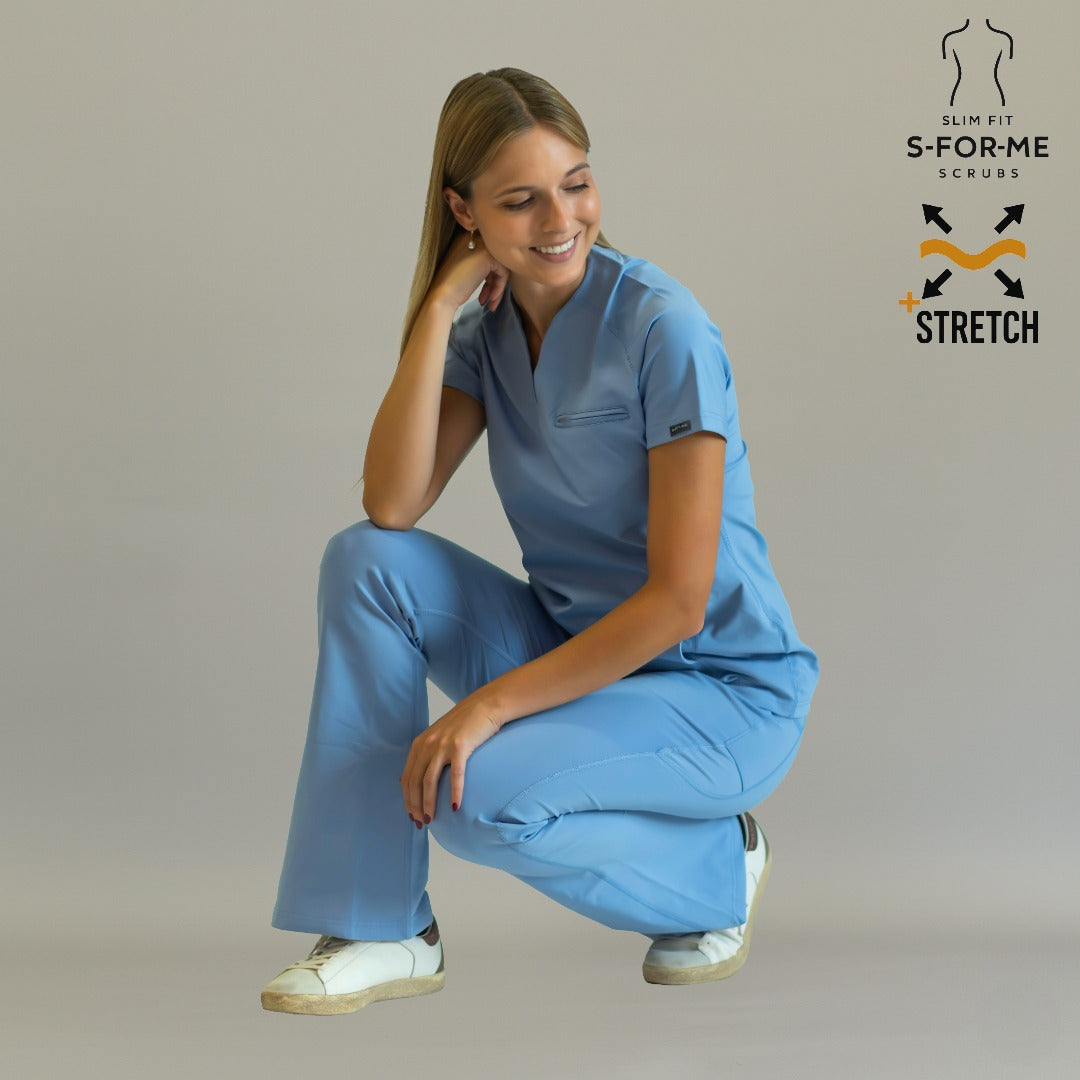 Women’s Top 915 Sky Blue, Super Stretch Scrubs