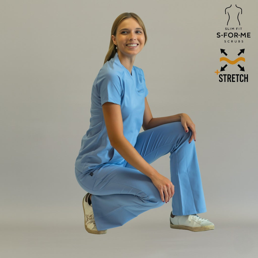 Women’s 915 Super Stretch Sky Blue Flare Scrub Pants