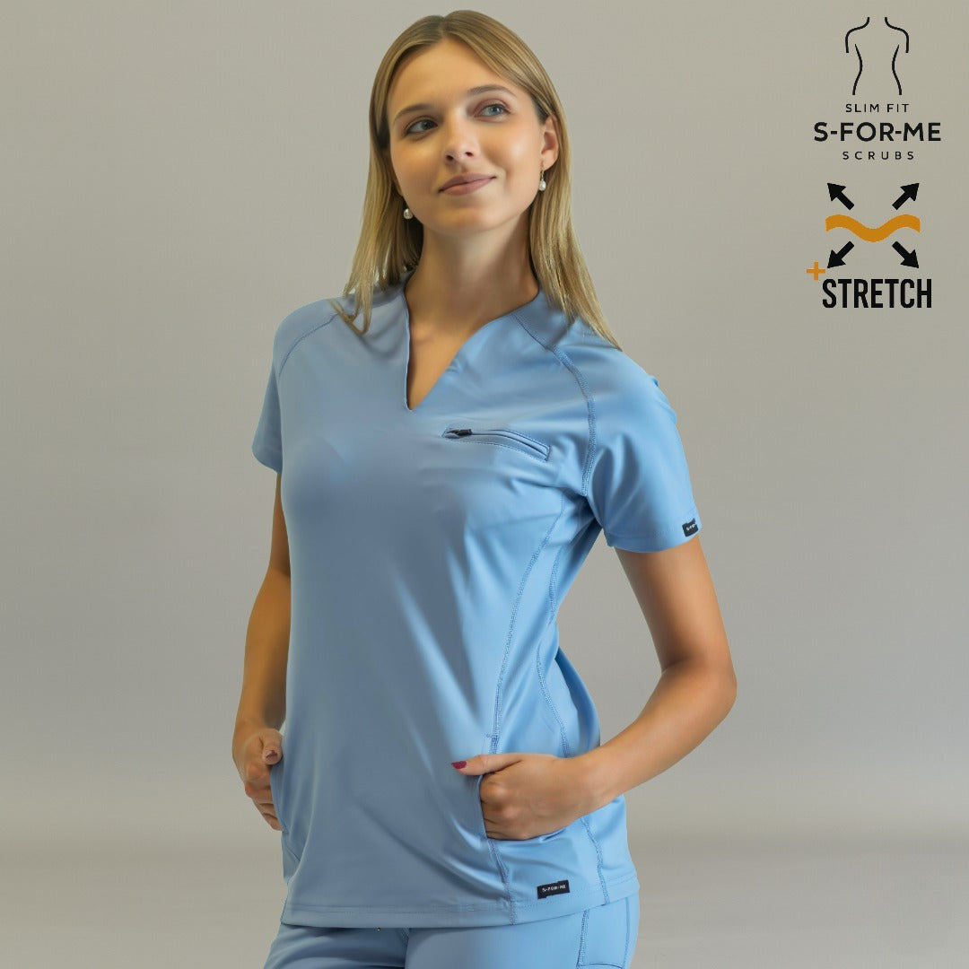 Women’s Top 915 Sky Blue, Super Stretch Scrubs