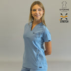 Women’s Top 915 Sky Blue, Super Stretch Scrubs