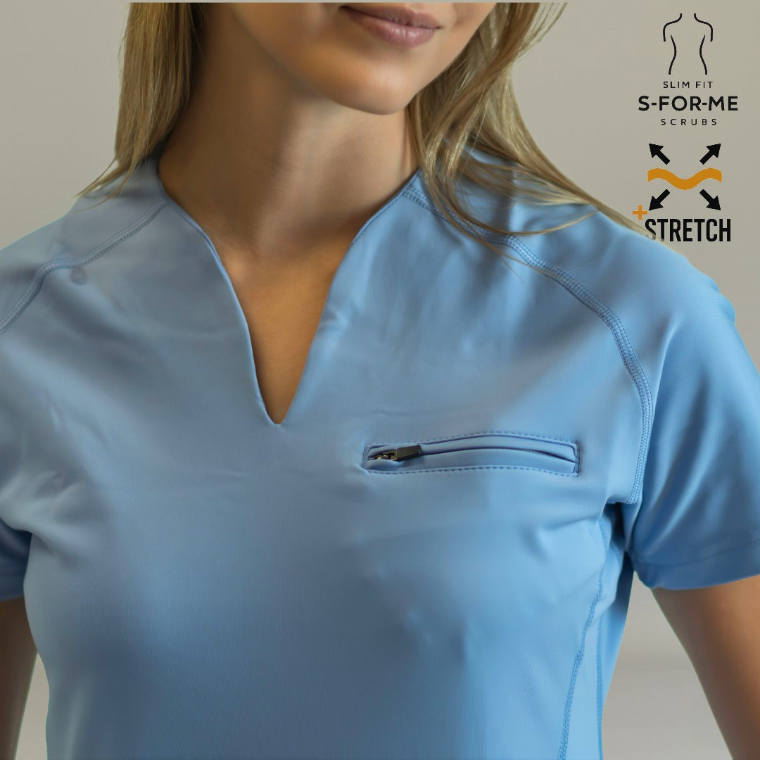 Women’s Top 915 Sky Blue, Super Stretch Scrubs