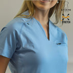 Women’s Top 915 Sky Blue, Super Stretch Scrubs