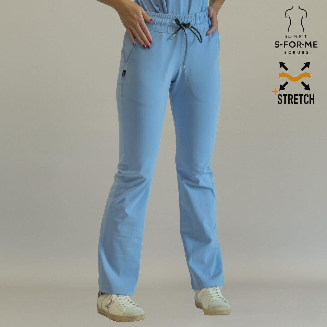 Women’s 915 Super Stretch Sky Blue Flare Scrub Pants