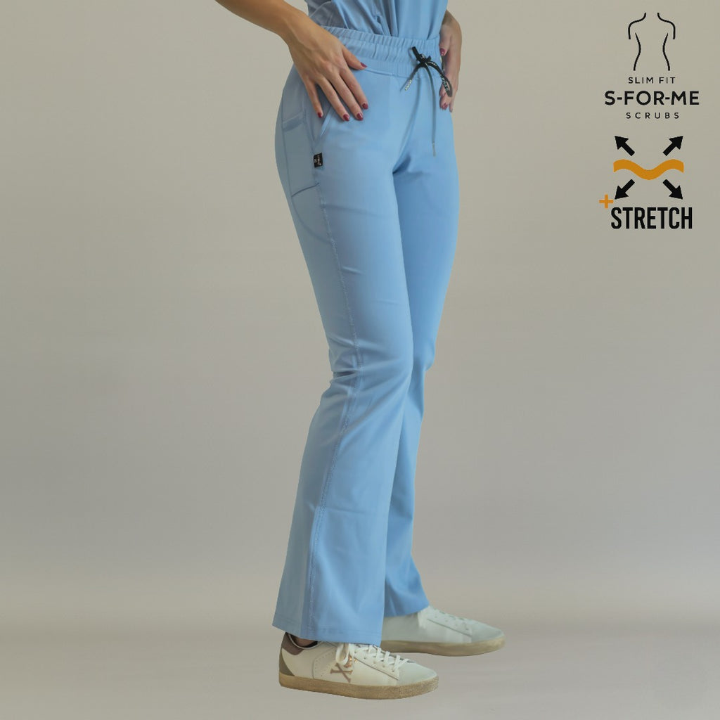 Women’s 915 Super Stretch Sky Blue Flare Scrub Pants