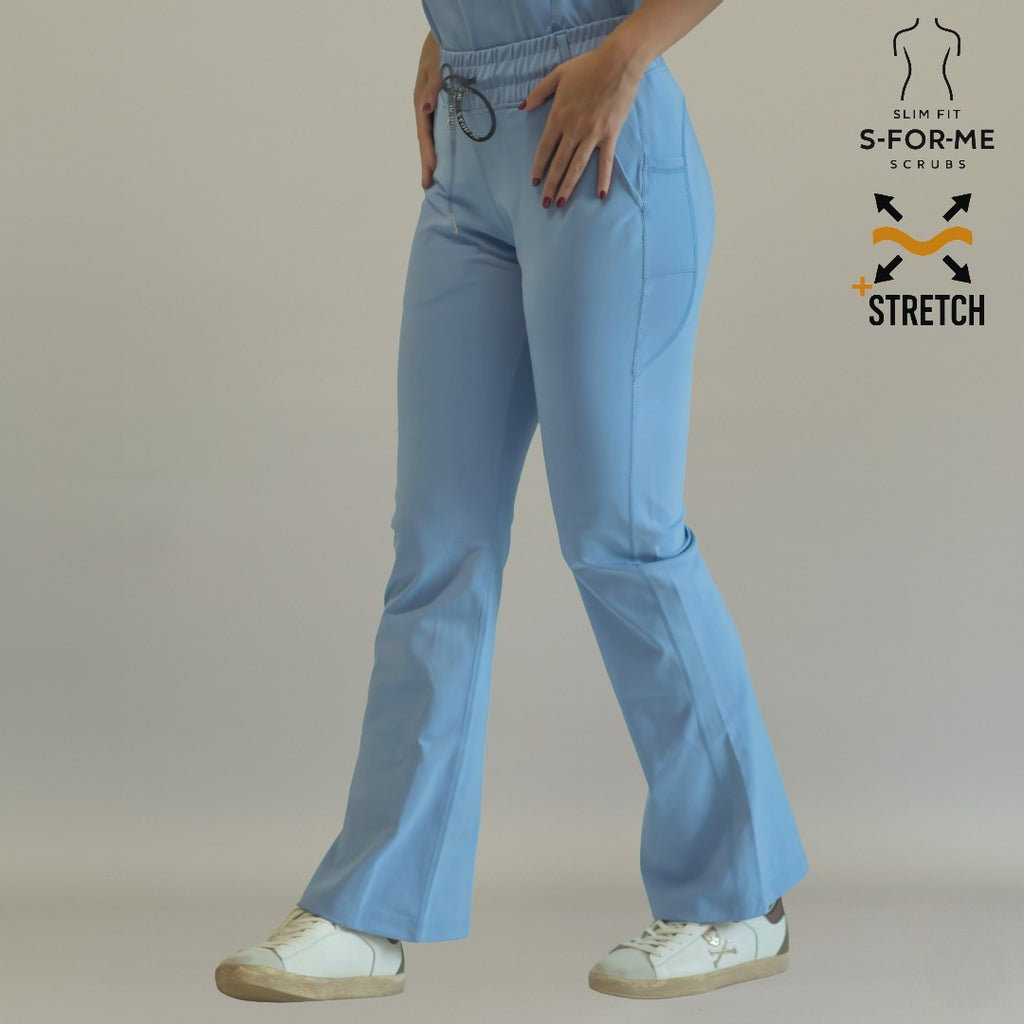 Women’s 915 Super Stretch Sky Blue Flare Scrub Pants