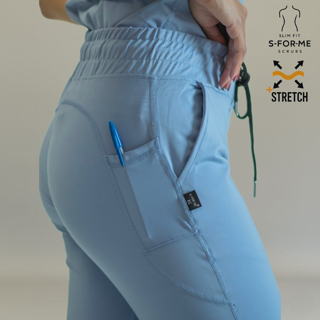 Women’s 915 Super Stretch Sky Blue Flare Scrub Pants