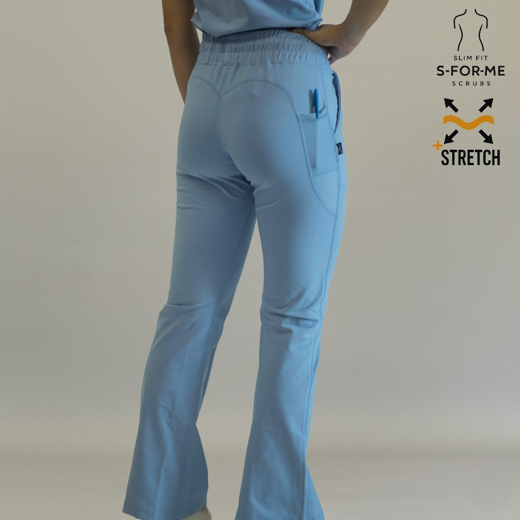 Women’s 915 Super Stretch Sky Blue Flare Scrub Pants