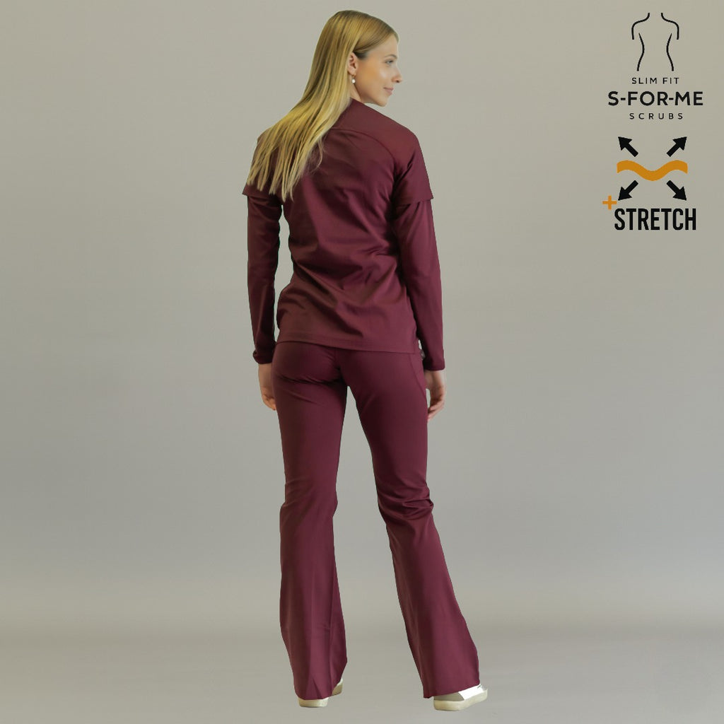 Women’s 915 Super Stretch Maroon Flare Scrub Pants