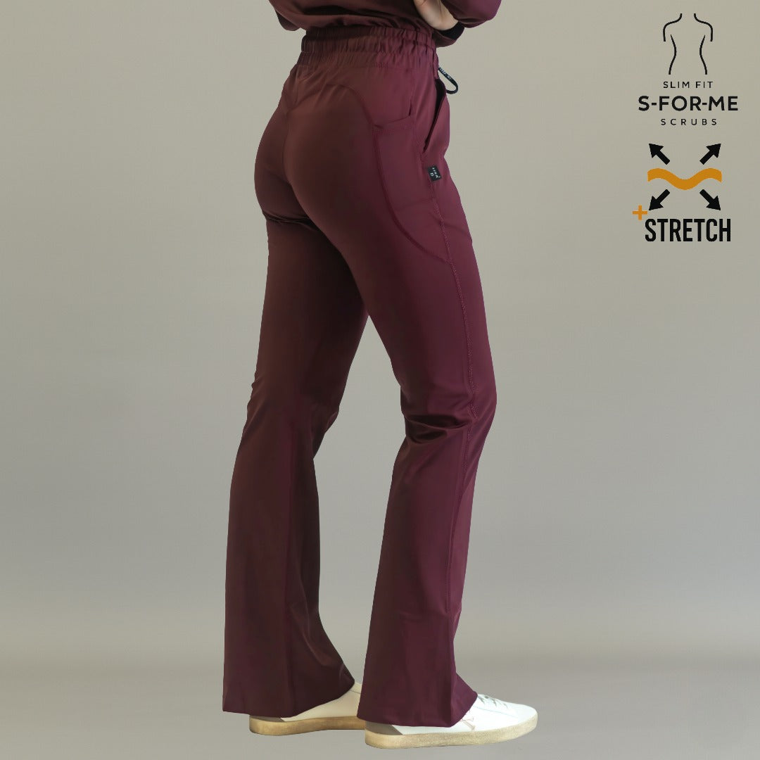 Women’s 915 Super Stretch Maroon Flare Scrub Pants