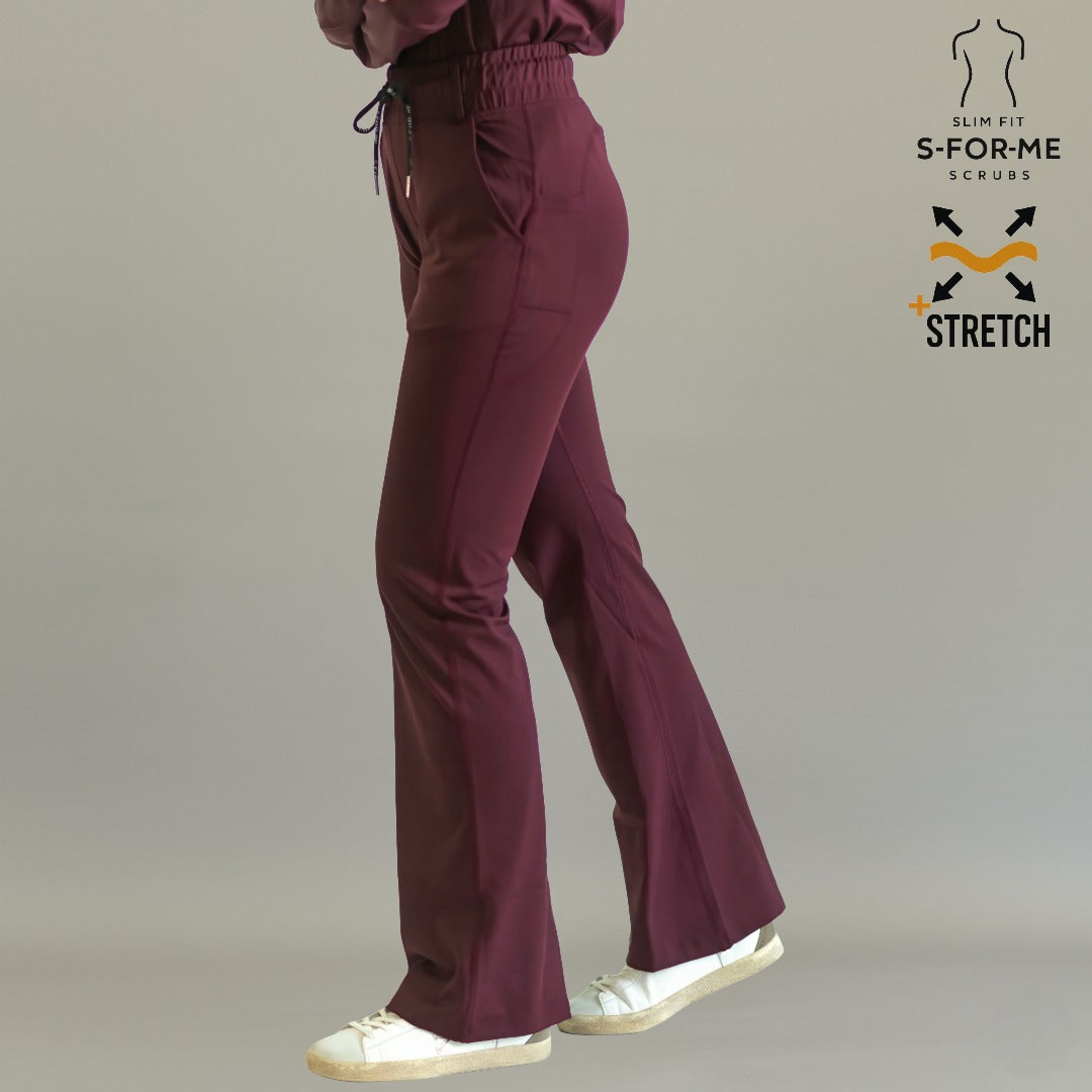 Women’s 915 Super Stretch Maroon Flare Scrub Pants