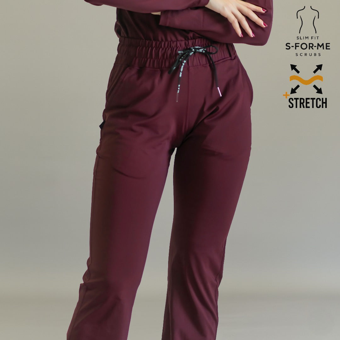 Women’s 915 Super Stretch Maroon Flare Scrub Pants
