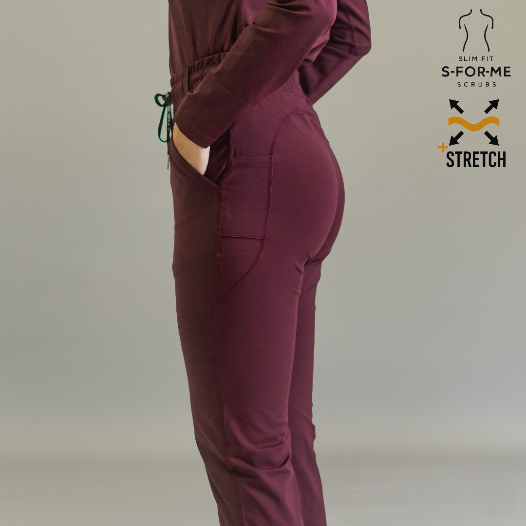 Women’s 915 Super Stretch Maroon Flare Scrub Pants