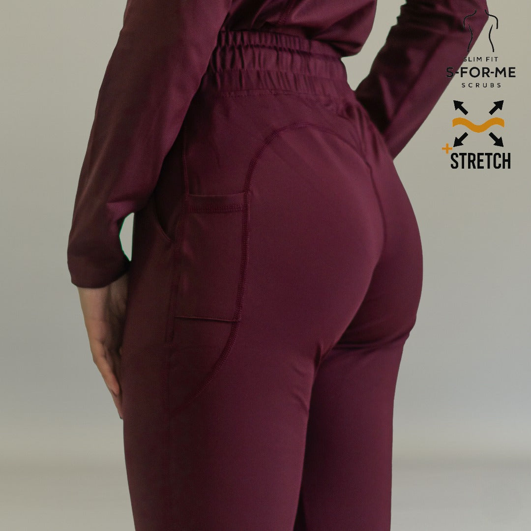 Women’s 915 Super Stretch Maroon Flare Scrub Pants