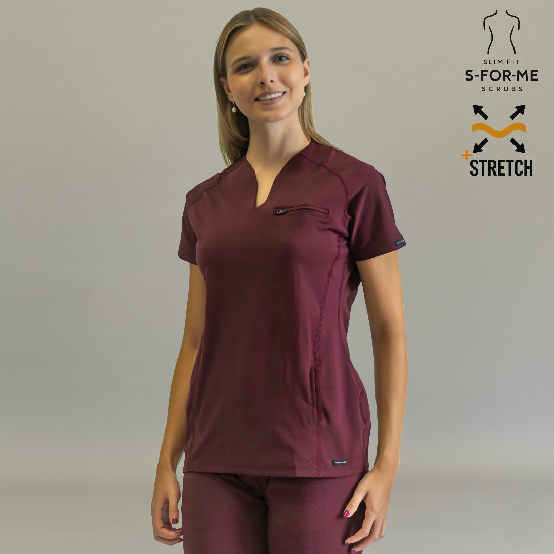Women’s Top 915 Maroon, Super Stretch Scrubs