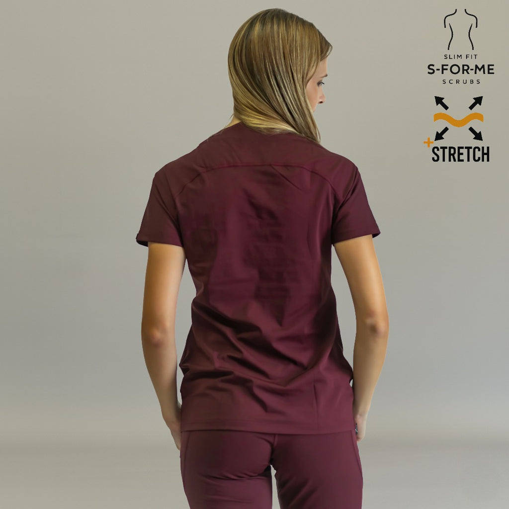 Women’s Top 915 Maroon, Super Stretch Scrubs