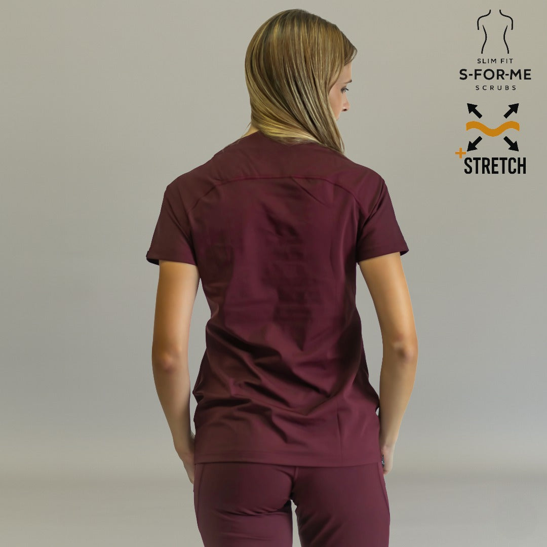 Women’s Top 915 Maroon, Super Stretch Scrubs