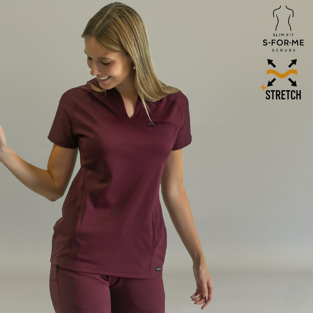 Women’s Top 915 Maroon, Super Stretch Scrubs