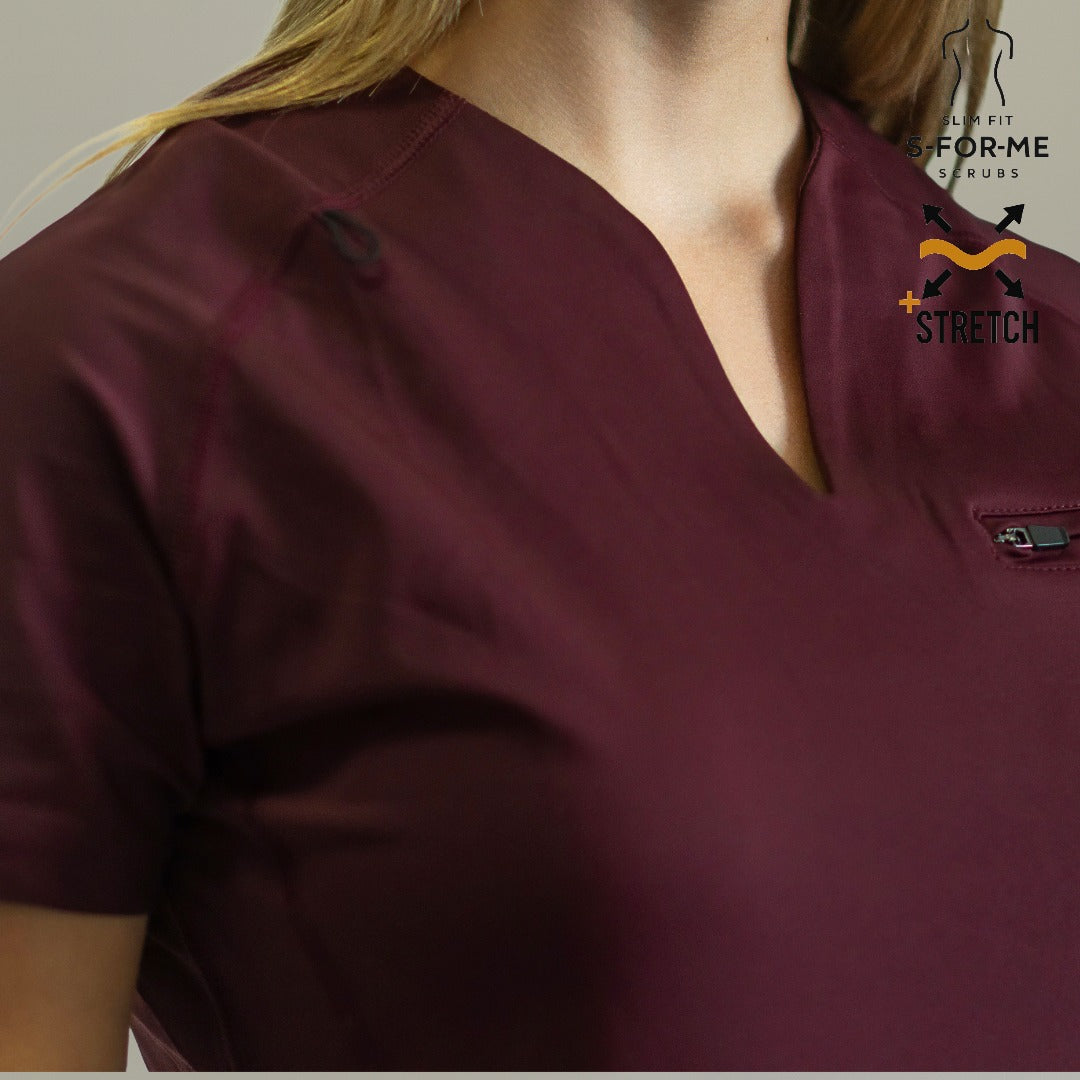 Women’s Top 915 Maroon, Super Stretch Scrubs