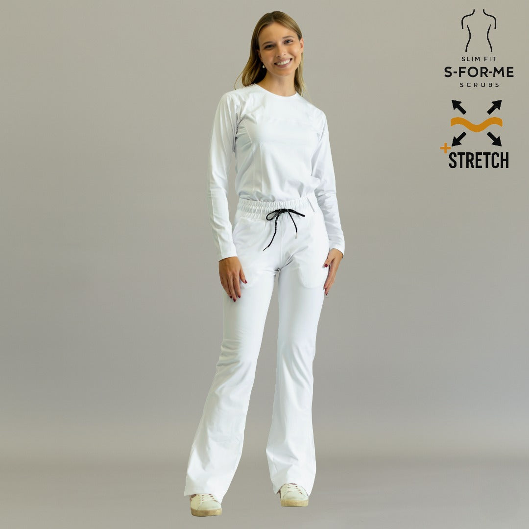 Women's 915 Super Stretch White Flare Scrub Pants