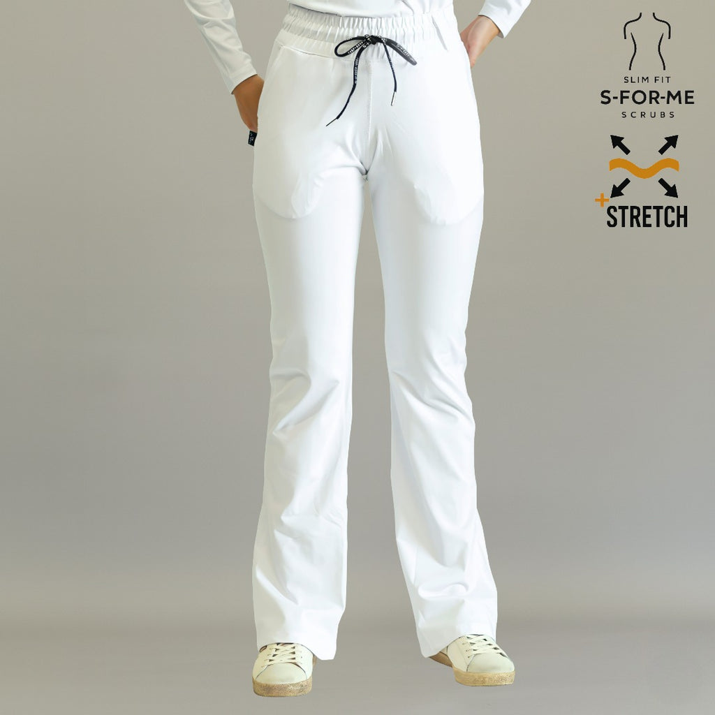 Women's 915 Super Stretch White Flare Scrub Pants