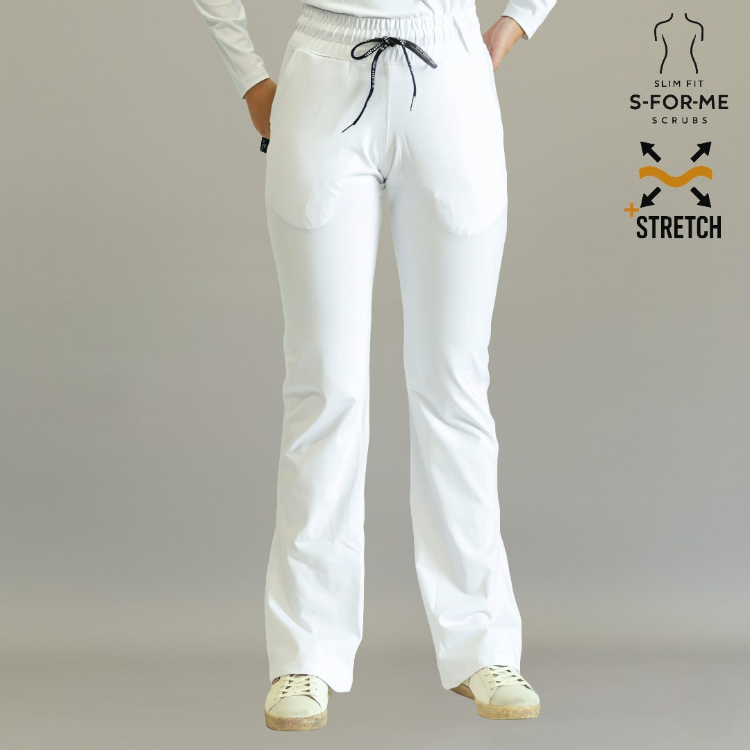 Women's 915 Super Stretch White Flare Scrub Pants