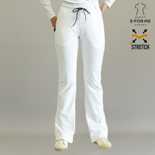 Women's 915 Super Stretch White Flare Scrub Pants