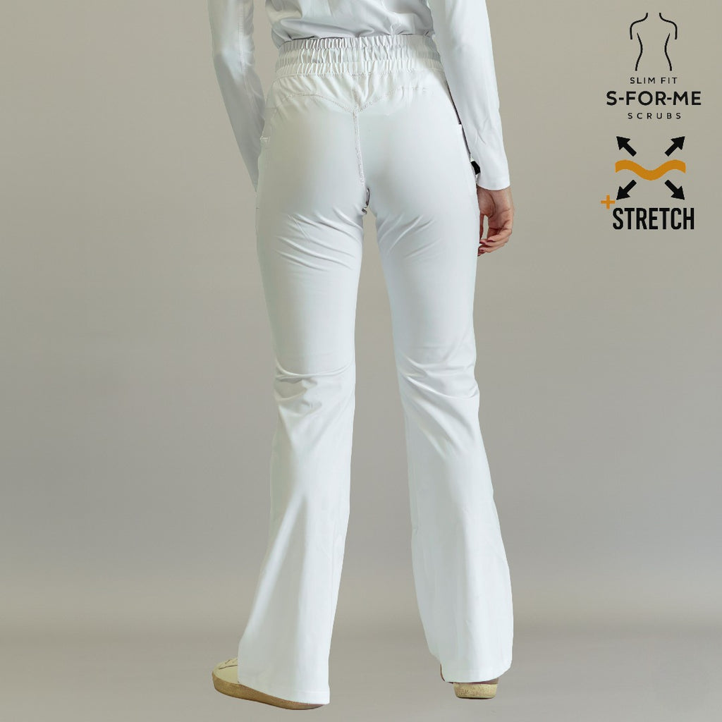 Women's 915 Super Stretch White Flare Scrub Pants