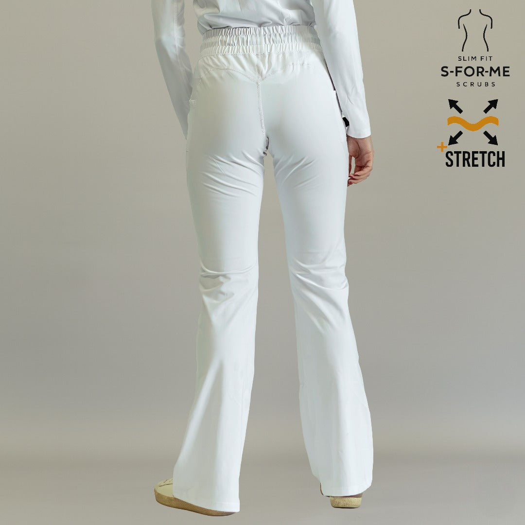 Women's 915 Super Stretch White Flare Scrub Pants