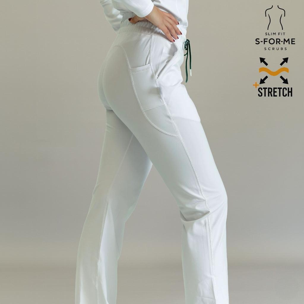 Women's 915 Super Stretch White Flare Scrub Pants