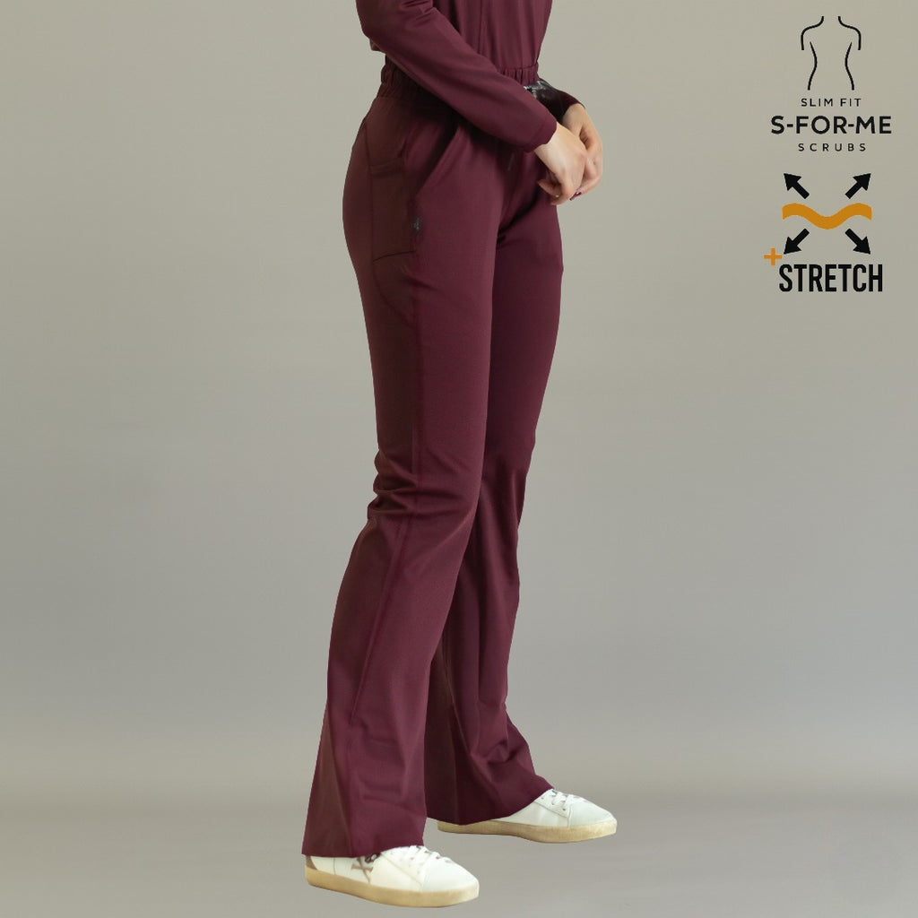 Women’s 915 Super Stretch Maroon Flare Scrub Pants