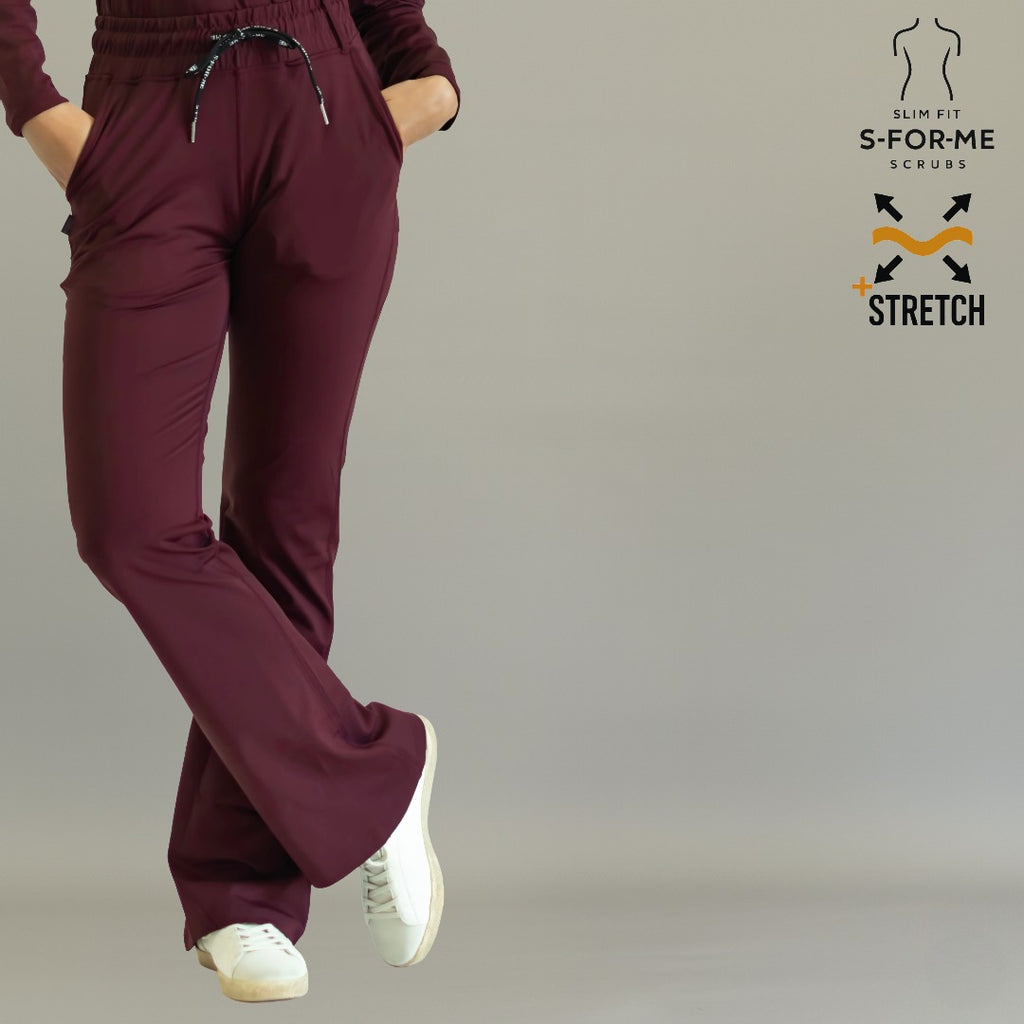 Women’s 915 Super Stretch Maroon Flare Scrub Pants
